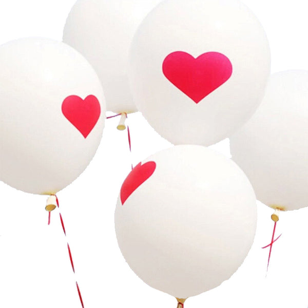 100 Pcs Pack 12 Inch 2.5g Latex Red White Heart Printed Wedding Accents Party DIY Supplies Romantic Balloons