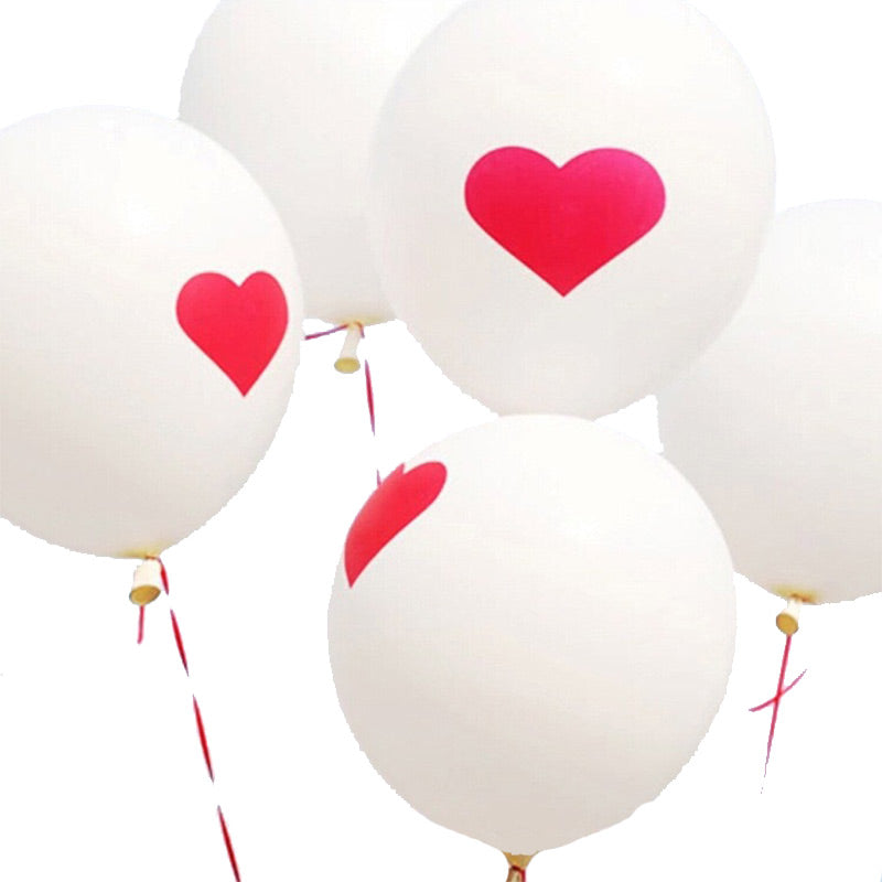 100 Pcs Pack 12 Inch 2.5g Latex Red White Heart Printed Wedding Accents Party DIY Supplies Romantic Balloons