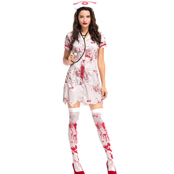 Horrible Bloody Nurse Dress Adult Lady Halloween Cosplay Costume