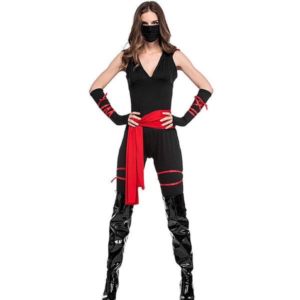 Adult Women Ninja Character Cosplay Masked Warrior Halloween Costume Set