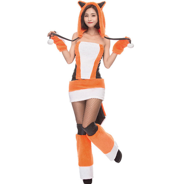 Creative Halloween Cosplay Dress Adult Women Fluffy Fox Costume