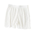 Elastic Waist Trendy Floral Embroidered Lace With Eyelash Edge Shape Design Safety Short Pants