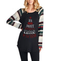 Fashion Women Color Blocking Long Sleeves Christmas Tree Print Casual T-shirt