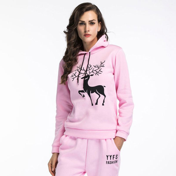 New Design Women Outdoor Clothing Christmas Elk Printed Festival Hoodies
