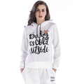 Women Outdoor Casual Style Simple Solid Color Christmas Letters Print Long Sleeves Hoodies