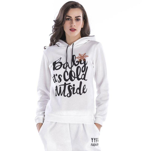 Women Outdoor Casual Style Simple Solid Color Christmas Letters Print Long Sleeves Hoodies