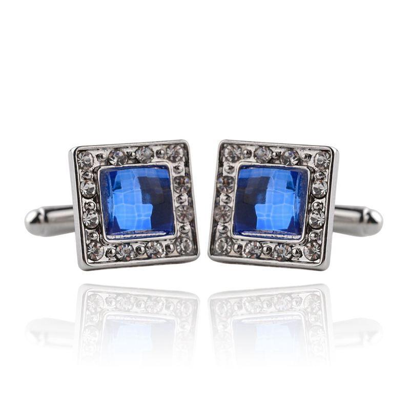 Hot Sale Men's Fashion Jewelry Square Shape Alloy Cufflinks With Crystal