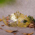 High Quality Women Trendy Golden Plated Metal Hollow Party Mask