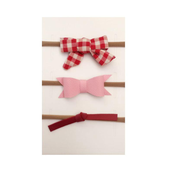 3Pcs Set Baby Girls Nylon  Felt Cotton Bowknot Flowers Different Pattern Headbands