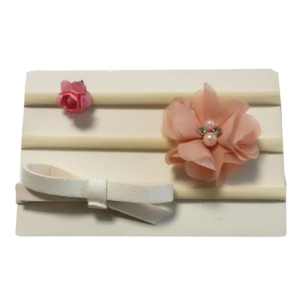 3Pcs Set Baby Girls Nylon  Thin Bowknot Little Flowers Cute Joker Headbands