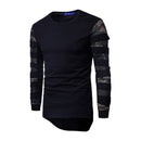 New Arrived Men Cotton Patchwork Long Sleeves Camouflage Printed Tops