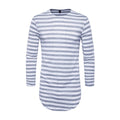 Four Colors Available Men Cotton Long Sleeves Stripes Printed T-shirt