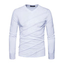 Latest Style Men Cotton Solid Color Long Sleeves Patchwork V Neck Tops