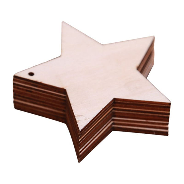 10 Pcs Pack Snowman Santa Claus Xmas Tree Star Pattern Christmas Wood Hanging Ornaments For Home Party