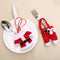 2 Pcs Set Plastic Clothes Pants Pattern Christmas Knife Fork Bag Holder