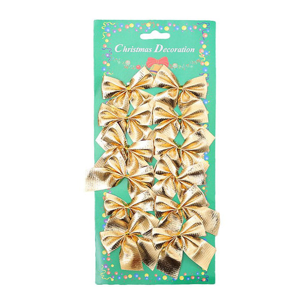 12 Pcs Pack Solid Color Bowknot Christmas Party Xmas Tree Decoration