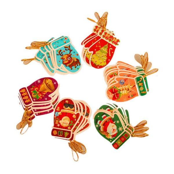 150 Pcs Pack Random Color Glove Pattern Xmas Tree Party Supply Christmas Card