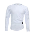 Hot Sale Men Cotton Solid Color Round Neck Long Sleeves Slim Fit T-shirt
