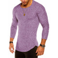 New Arrived Men Solid Color Long Sleeves Round Neck Casual Cotton Tops