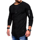 Wholesale Men Cotton Solid Color Round Neck Long Sleeves Zipper Patchwork Tops