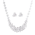 Creative Snowflake Shape Pendant Silver Alloy Necklace Earrings Wedding Set