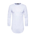 Men Casual Long Sleeves Solid Color Round Neck Cotton Tops