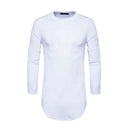 Men Casual Long Sleeves Solid Color Round Neck Cotton Tops