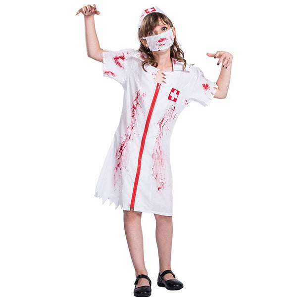 Fashion Halloween Theme Party Women Horrible Bloody Nurse Costume