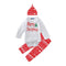 3 Pcs Set Baby Unisex Christmas Cotton Long Sleeves Xmas Tree Letter Printed Bodysuit With Red Hat And Pants