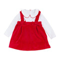 2 Pcs Set Baby Girl Christmas Cotton Red Dress And White Long Sleeves Top