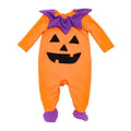 Baby Unisex Halloween Long Sleeves Cotton Cute Orange Pumpkin Shape Romper