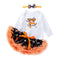 3 Pcs Set Halloween Baby Girl Letter Printed Long Sleeves And Orange Bowknot Tutu Skirt