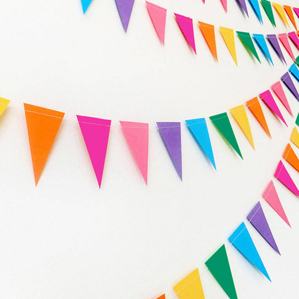 4M Simple Fashion Colorful Triangle Banner For Party Holiday Home School Activity Decoration