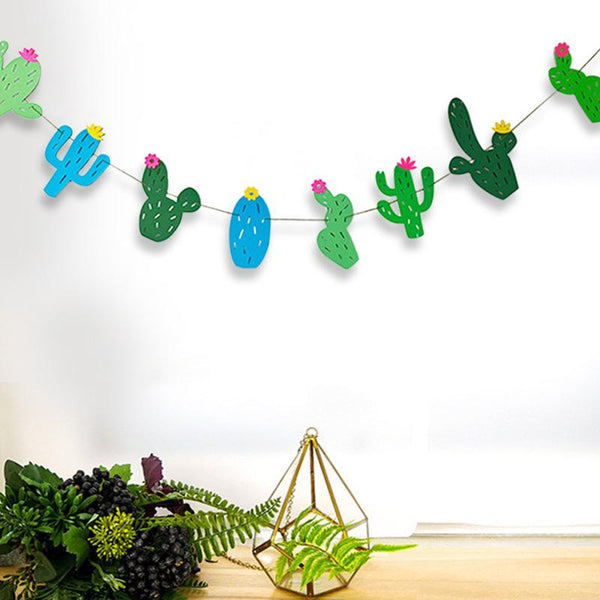 9Pcs Set Lovely Cute Cactus String Chain Banner Garland Bedroom Kindergarten Party Decoration