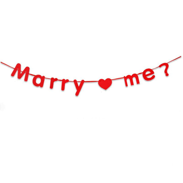 "Marry Me?" Romantic Lovers Marriage Proposals Party Scene Layout Decoration Letter Banner