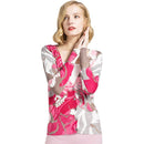 Women Fashion Bright Color Floral Printed High Quality Mercerized Cotton Cardigan