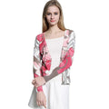 Fashion Floral Printed Young Women Autumn V Neck Warm Knitted Cardigan