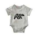 Family Matching Outfits Cotton Gray Short Sleeve Black Bear Printed Cute Baby Rompers Dad Mom Children T Shirts