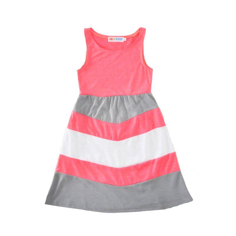 Family Matching Outfits Mom Daughter Cotton Pink Sleeveless Gray Joint Printed Slim Fit Outdoor Dress