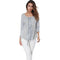 Women Casual Style Three Quarter Sleeves Lace Patchwork Round Neck Bottoming Top