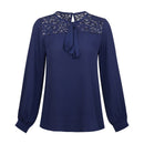 Elegant Office Lady Work Wear Solid Color Long Sleeves Chiffon Blouse With Bowknot