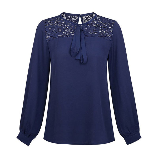 Elegant Office Lady Work Wear Solid Color Long Sleeves Chiffon Blouse With Bowknot