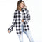 Fashion Women Unisex Classic Checked Pattern Long Sleeves Loose Blouse