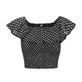 Cool Lady Sexy Off Shoulder Pattern Sweet Flouncing Pleated Crop Top Camisole