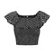 Cool Lady Sexy Off Shoulder Pattern Sweet Flouncing Pleated Crop Top Camisole