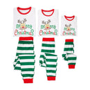 Cotton Sleepwear Set Green Stripes Printed Christmas Matching Family Outfits