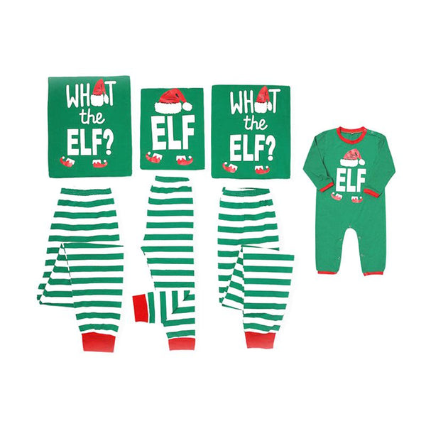 Christmas Matching Family Outfits Green Cotton Letter Printed Sleepwear Set