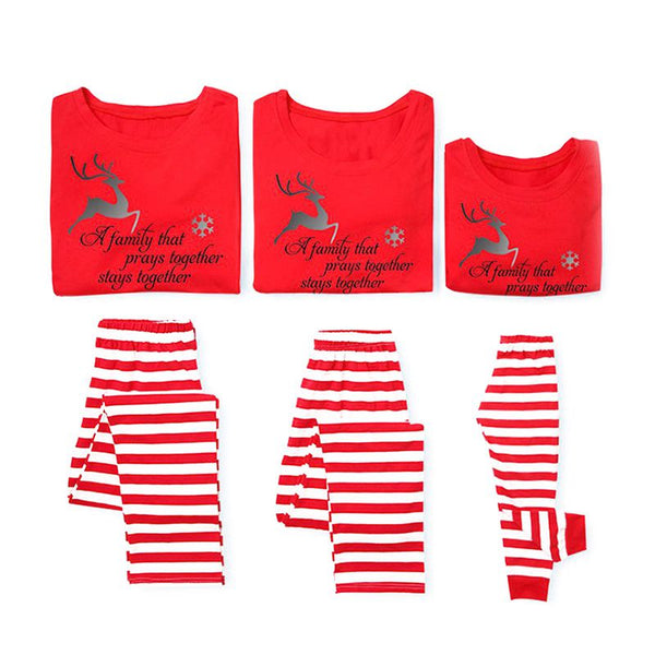 Hot Selling Cotton Elk Letter Printed Red Pajamas Christmas Matching Family Outfits