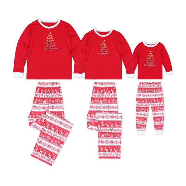 Christmas Pajamas Cotton Letter Printed Long Sleeves Set Christmas Matching Family Outfits