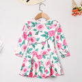 Fresh Flower Printed Long Sleeves Cotton Dress Mom Daughter Matching Family Outfits